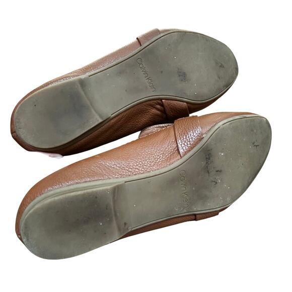 Calvin Klein tan leather loafers flats slip on casual shoes ladies US size 9 - Picture 9 of 15